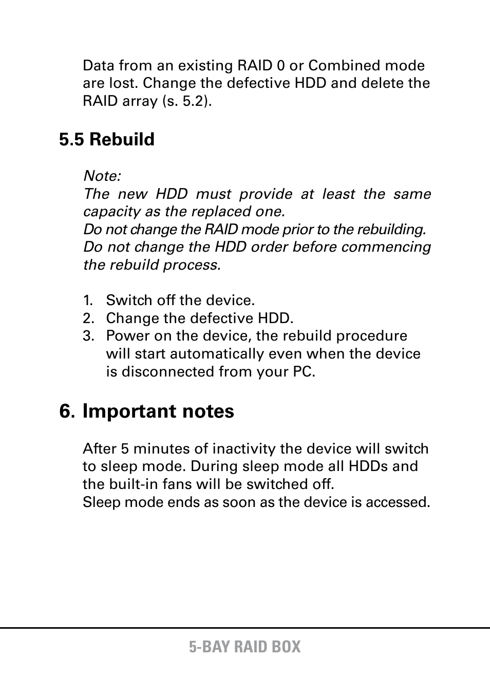5 rebuild | SHARKOON 5-Bay RAID Box User Manual | Page 7 / 8