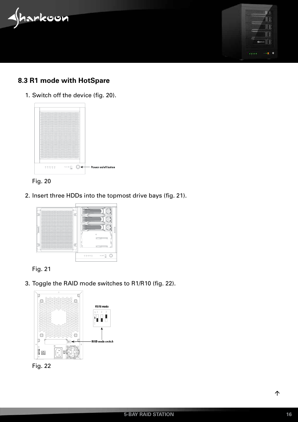 3 r1 mode with hotspare | SHARKOON 5-Bay RAID-Station User Manual | Page 16 / 37