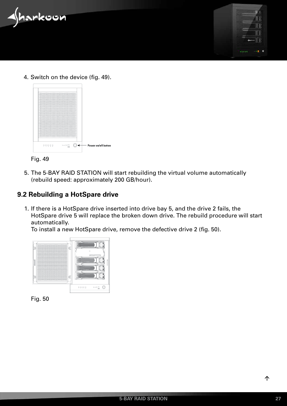 2 rebuilding a hotspare drive | SHARKOON 5-Bay RAID-Station User Manual | Page 27 / 37