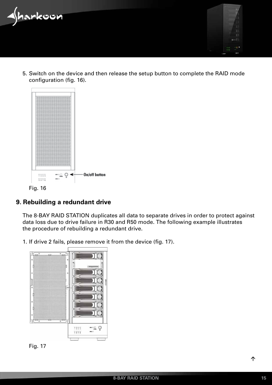 Rebuilding a redundant drive | SHARKOON 8-Bay RAID-Station User Manual | Page 15 / 27