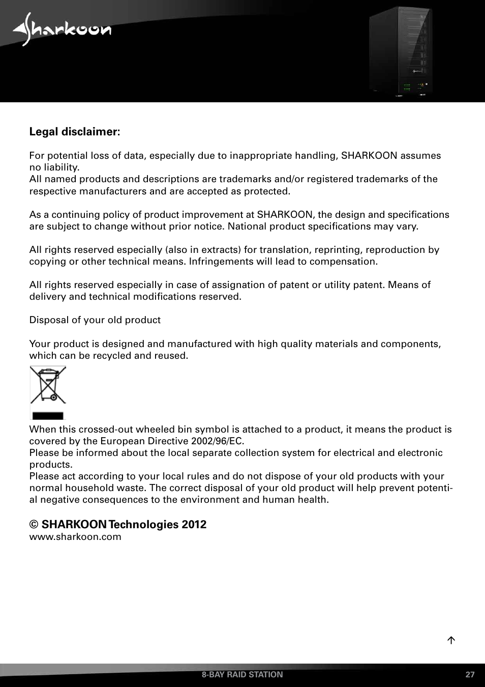 SHARKOON 8-Bay RAID-Station User Manual | Page 27 / 27