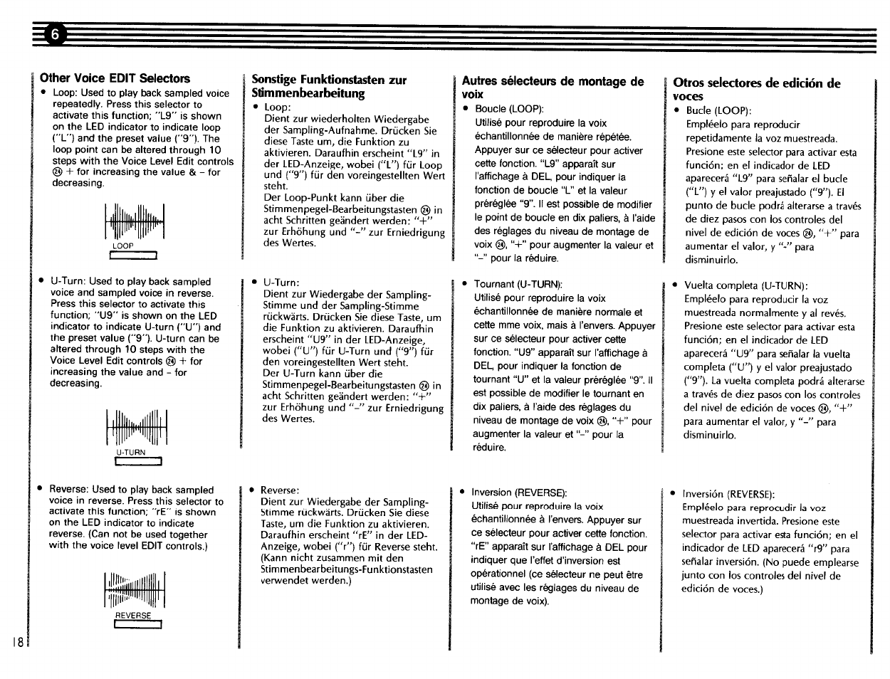 Other voice edit selectors, Autres sélecteurs de montage de voix | Yamaha VSS-200 User Manual | Page 20 / 28