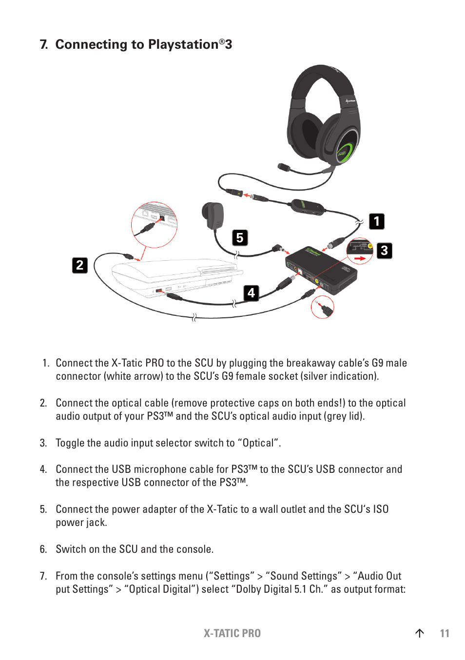 Connecting to playstation | SHARKOON X-Tatic PRO User Manual | Page 11 / 20