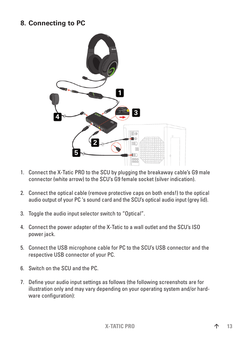 Connecting to pc | SHARKOON X-Tatic PRO User Manual | Page 13 / 20