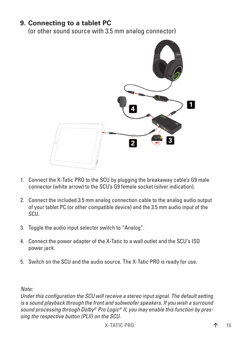 Connecting to a tablet pc | SHARKOON X-Tatic PRO User Manual | Page 16 / 20