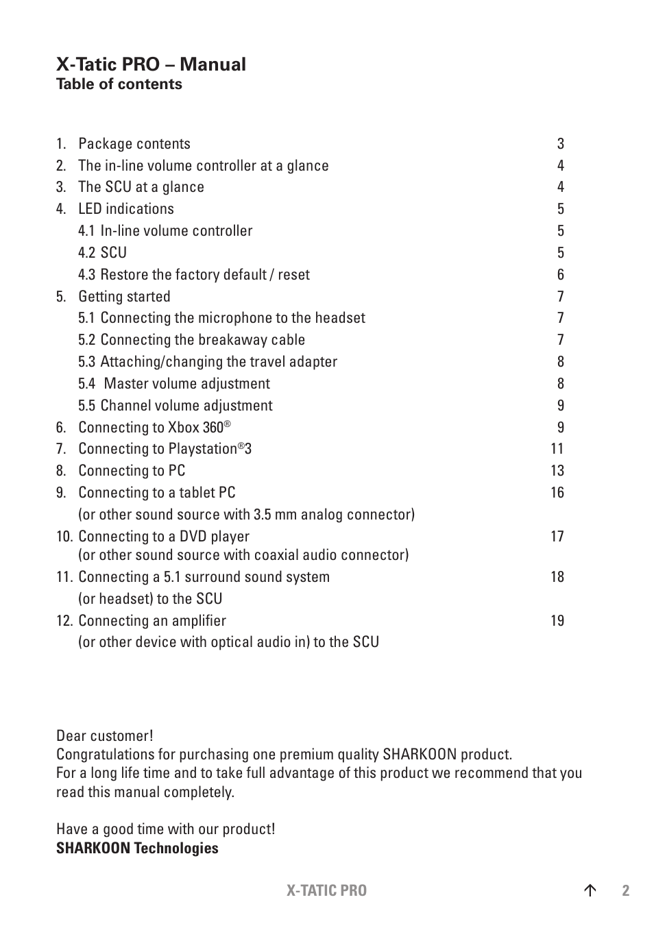 X-tatic pro – manual | SHARKOON X-Tatic PRO User Manual | Page 2 / 20