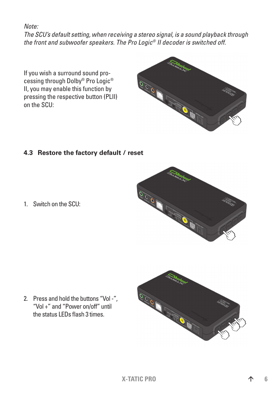3 restore the factory default / reset | SHARKOON X-Tatic PRO User Manual | Page 6 / 20