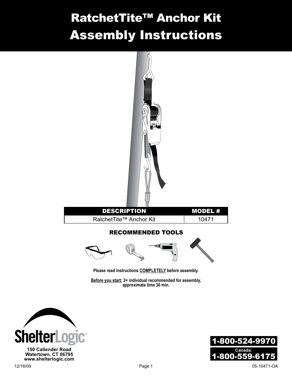 ShelterLogic 10471 RatchetTite Anchor Kit User Manual | 15 pages