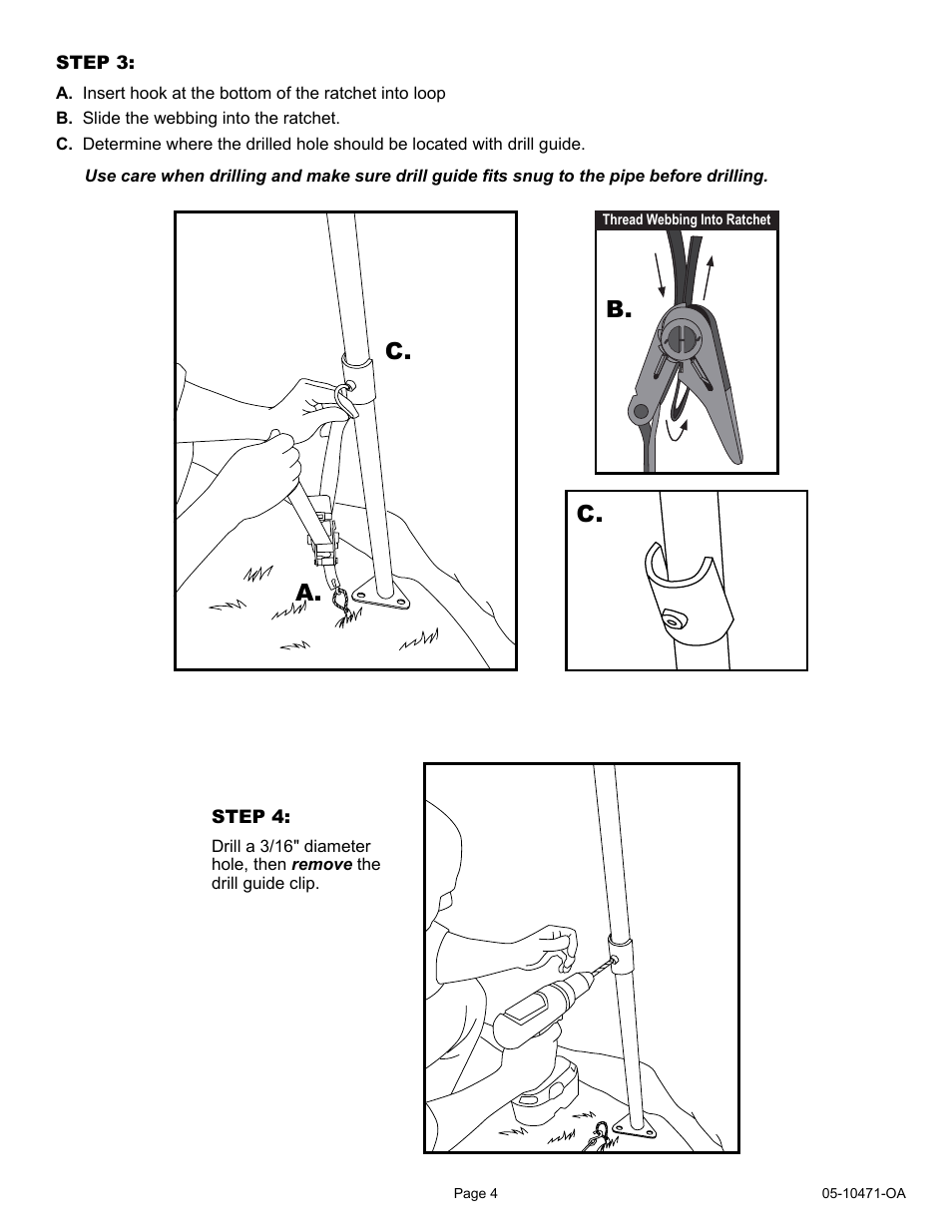 A. b. c | ShelterLogic 10471 RatchetTite Anchor Kit User Manual | Page 4 / 15