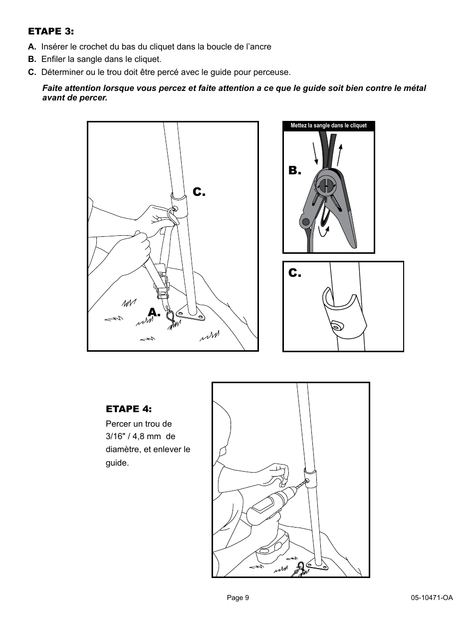 A. b. c. c | ShelterLogic 10471 RatchetTite Anchor Kit User Manual | Page 9 / 15