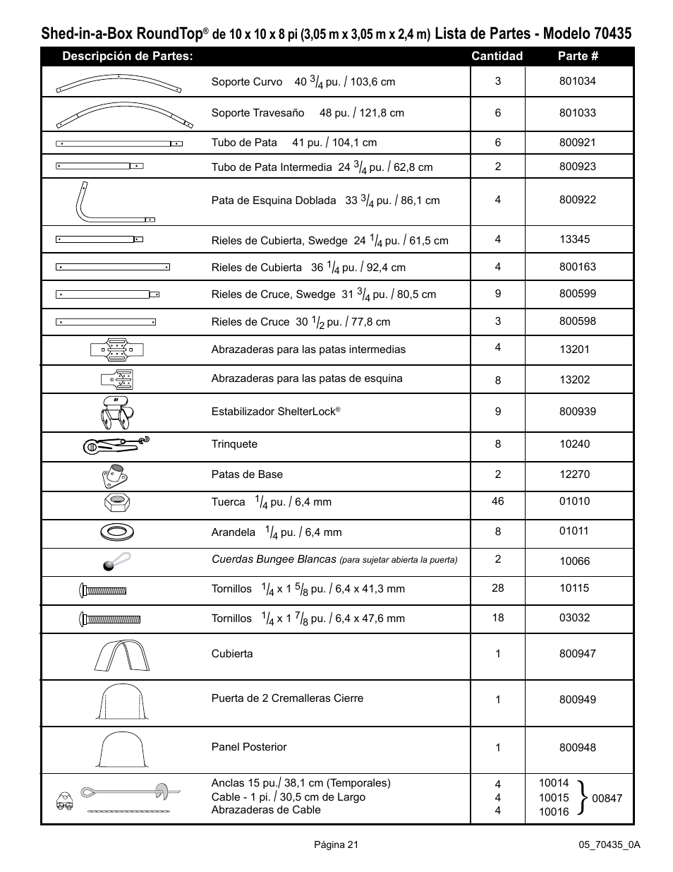 Shed-in-a-box roundtop | ShelterLogic 70435 10 x 10 x 8 Shed-in-a-Box RoundTop User Manual | Page 21 / 27