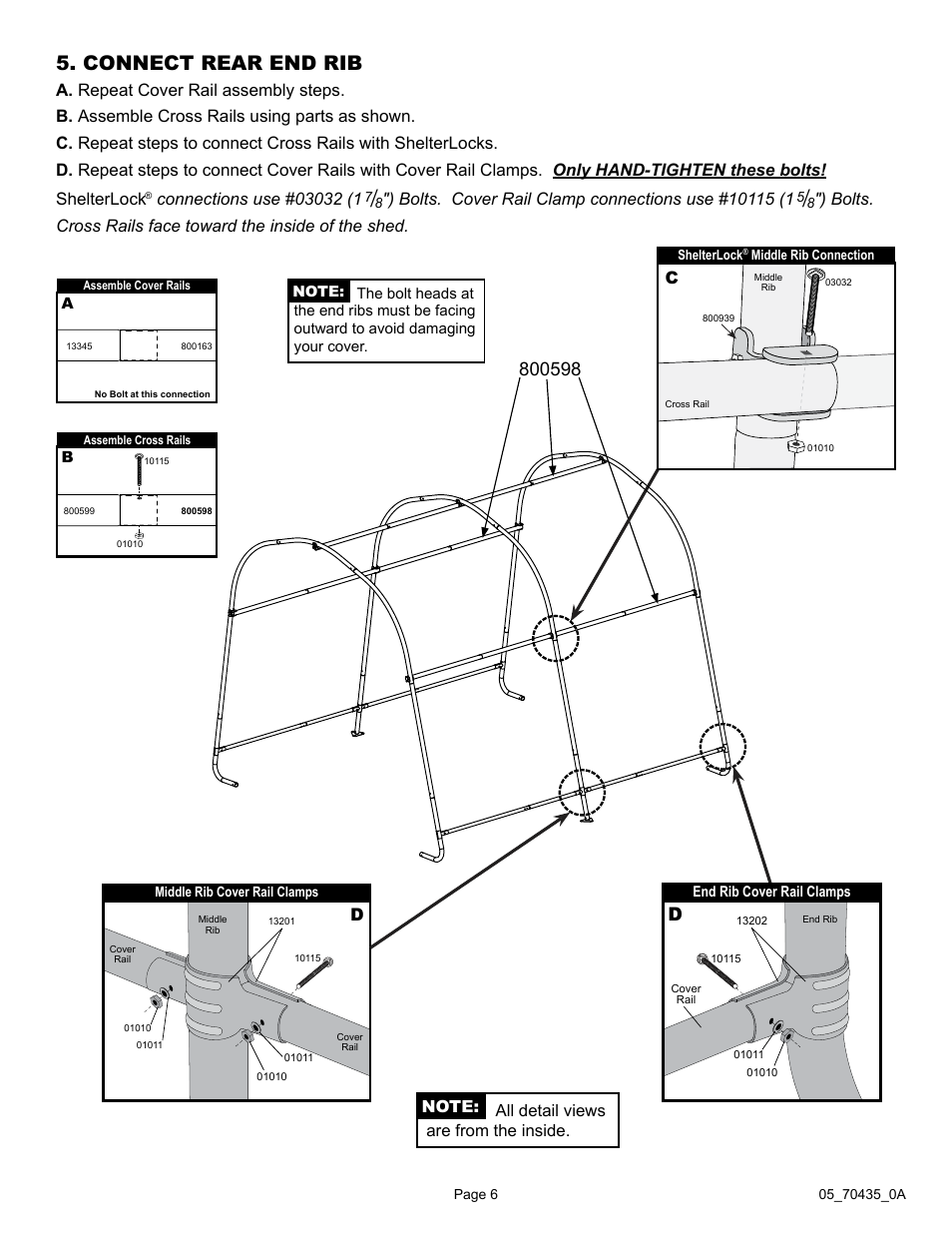 Connect rear end rib | ShelterLogic 70435 10 x 10 x 8 Shed-in-a-Box RoundTop User Manual | Page 6 / 27
