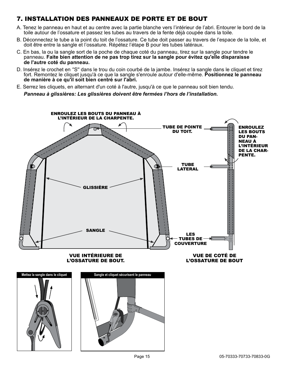 Installation des panneaux de porte et de bout | ShelterLogic 70733 10 x 10 x 8 Shed-in-a-Box User Manual | Page 15 / 24