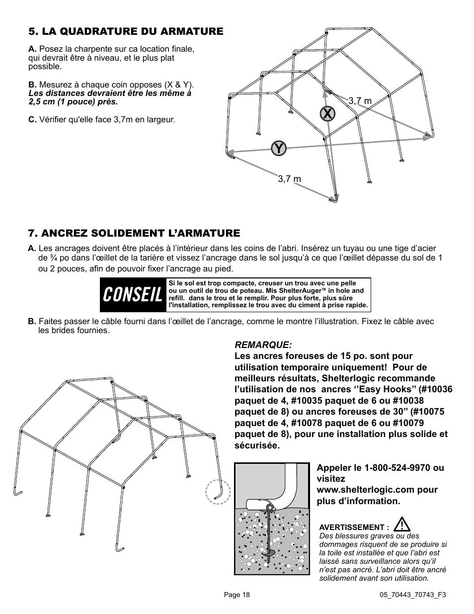 Conseil | ShelterLogic 70743 12 x 12 x 8 Shed-in-a-Box User Manual | Page 18 / 33