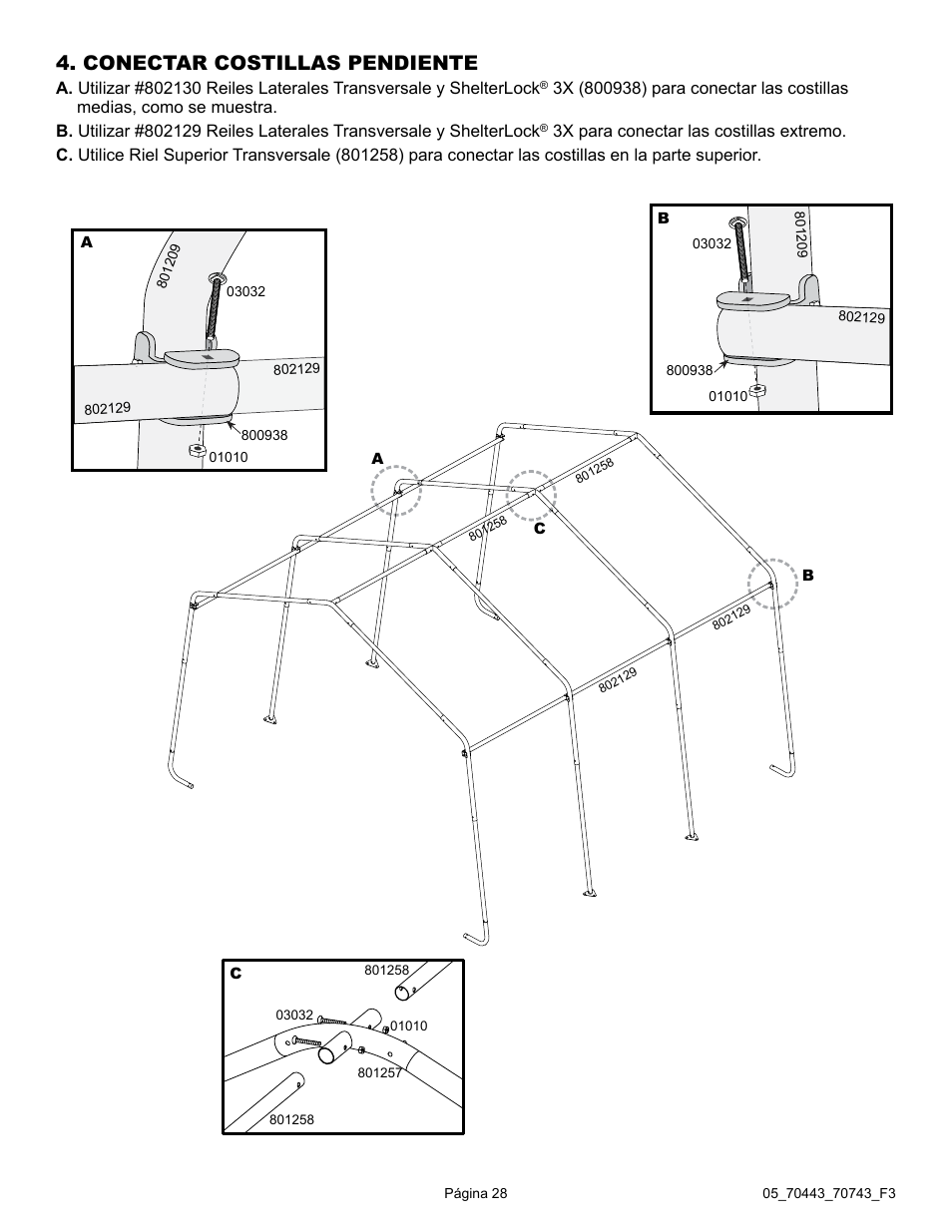 Conectar costillas pendiente | ShelterLogic 70743 12 x 12 x 8 Shed-in-a-Box User Manual | Page 28 / 33