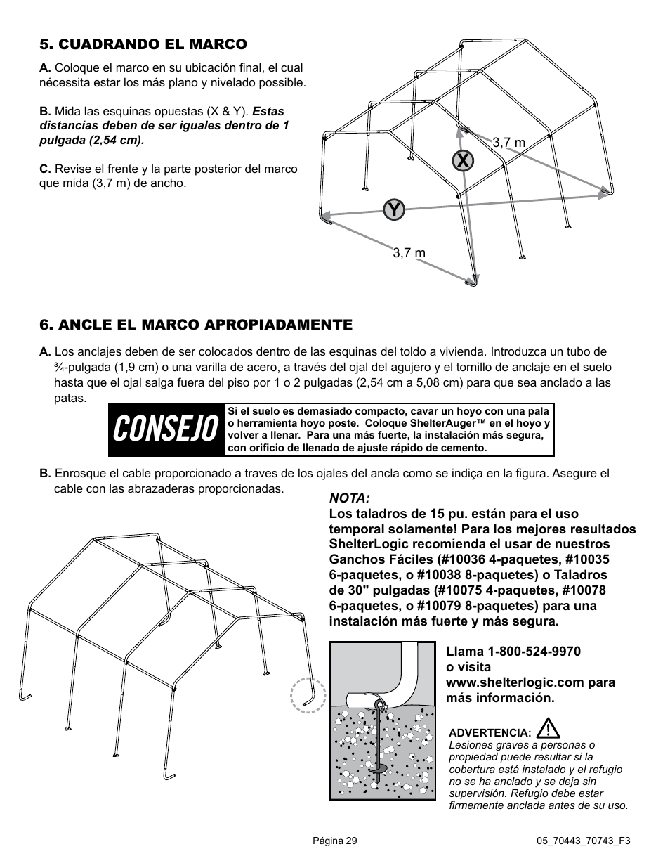 Consejo | ShelterLogic 70743 12 x 12 x 8 Shed-in-a-Box User Manual | Page 29 / 33