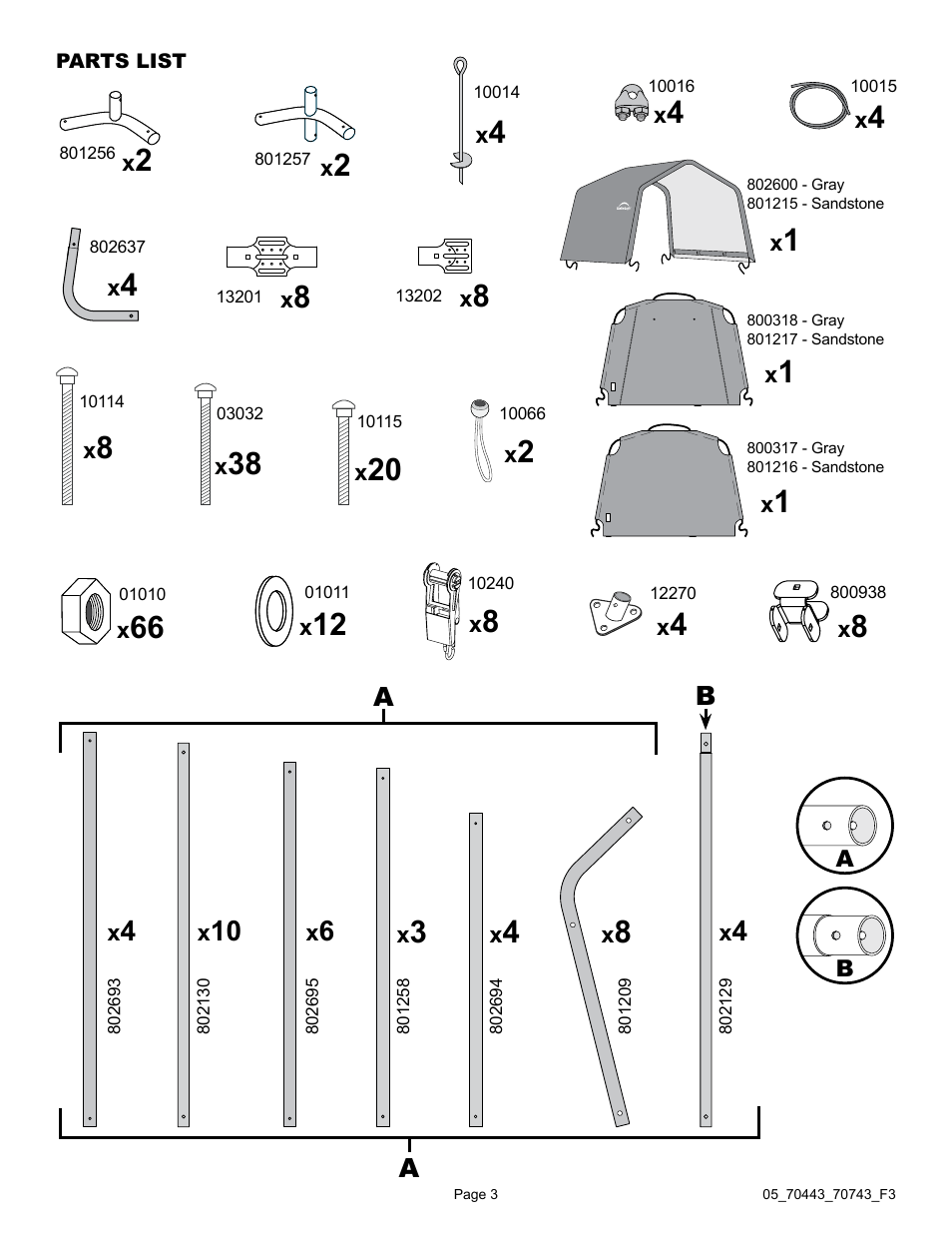 ShelterLogic 70743 12 x 12 x 8 Shed-in-a-Box User Manual | Page 3 / 33