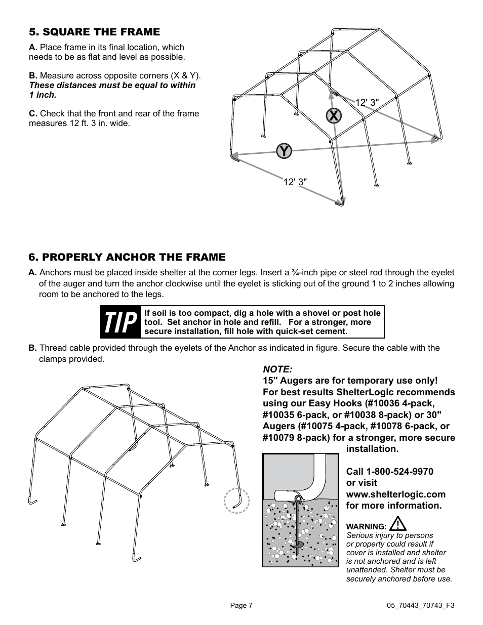 ShelterLogic 70743 12 x 12 x 8 Shed-in-a-Box User Manual | Page 7 / 33