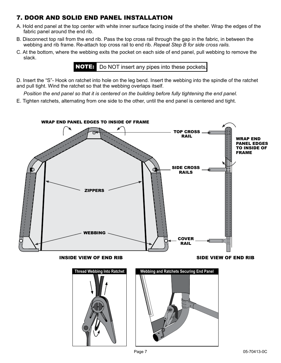 Door and solid end panel installation | ShelterLogic 70413 6 x 12 x 8 Shed-in-a-Box User Manual | Page 7 / 8