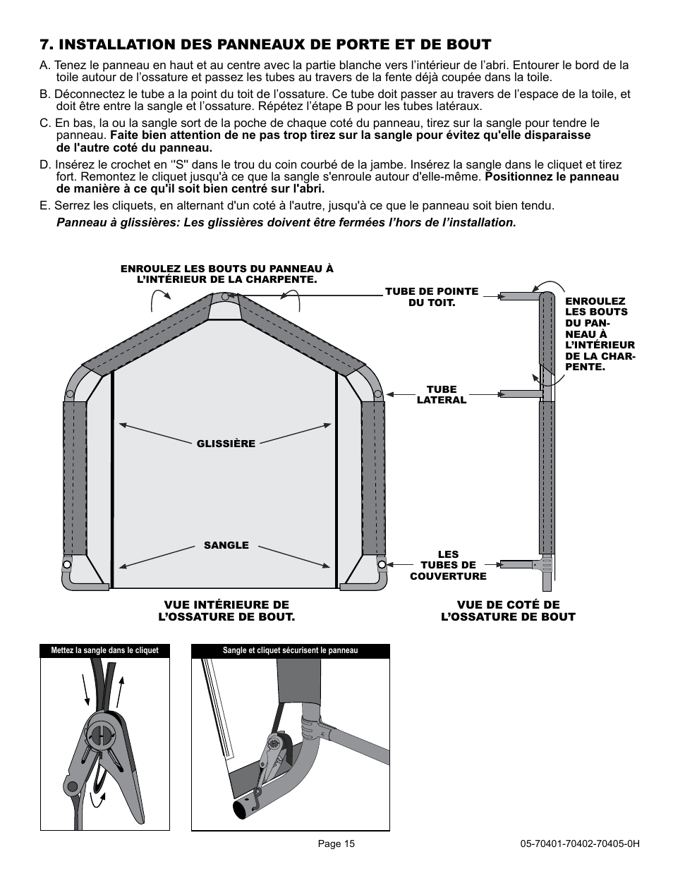 Installation des panneaux de porte et de bout | ShelterLogic 70405 6 x 6 x 6 Shed-in-a-Box User Manual | Page 15 / 24