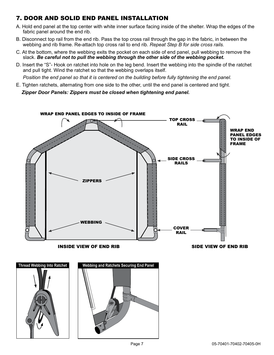 Door and solid end panel installation | ShelterLogic 70405 6 x 6 x 6 Shed-in-a-Box User Manual | Page 7 / 24