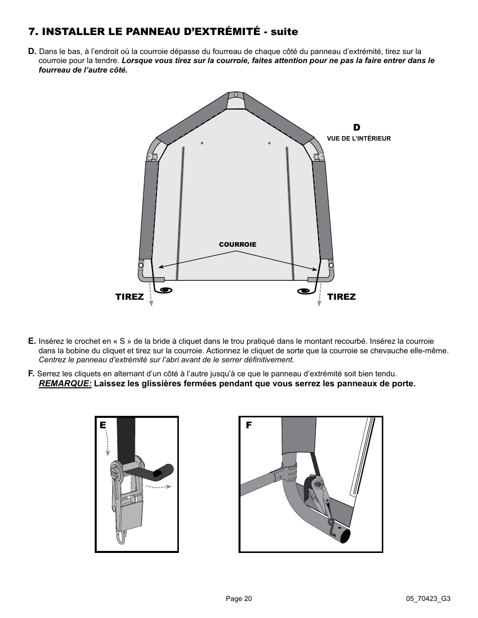 Installer le panneau d’extrémité - suite | ShelterLogic 70423 8 x 8 x 8 Shed-in-a-Box User Manual | Page 20 / 33