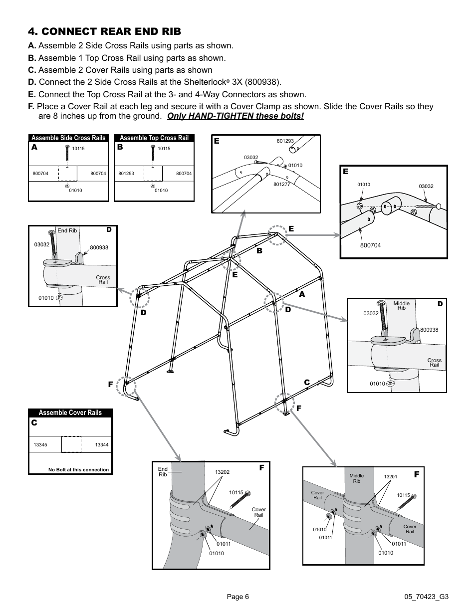 Connect rear end rib | ShelterLogic 70423 8 x 8 x 8 Shed-in-a-Box User Manual | Page 6 / 33