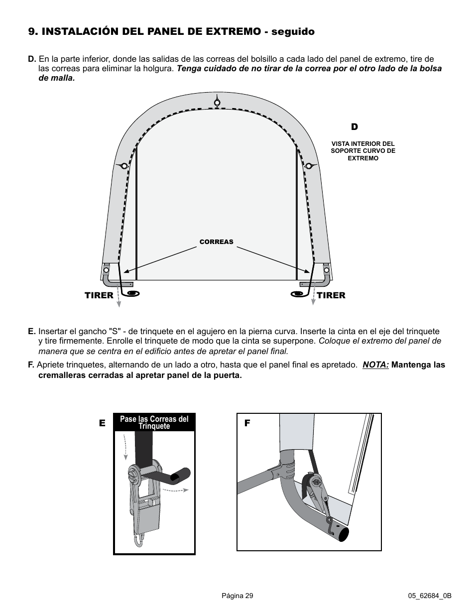 Instalación del panel de extremo - seguido | ShelterLogic 62684 10 x 20 x 8 AutoShelter RoundTop 1020 - Sandstone User Manual | Page 29 / 30