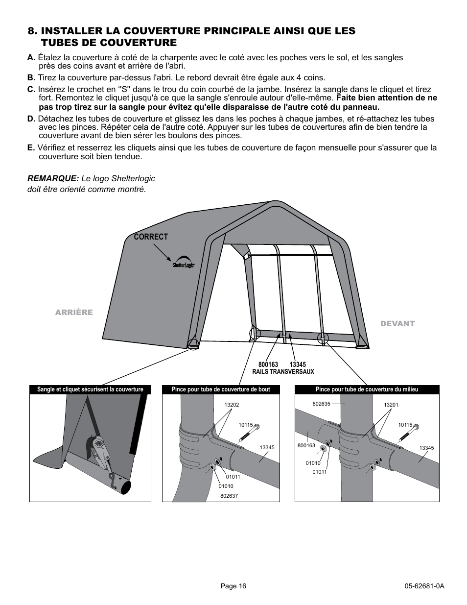 ShelterLogic 62681 10 x 15 x 8 AutoShelter 1015 User Manual | Page 16 / 24