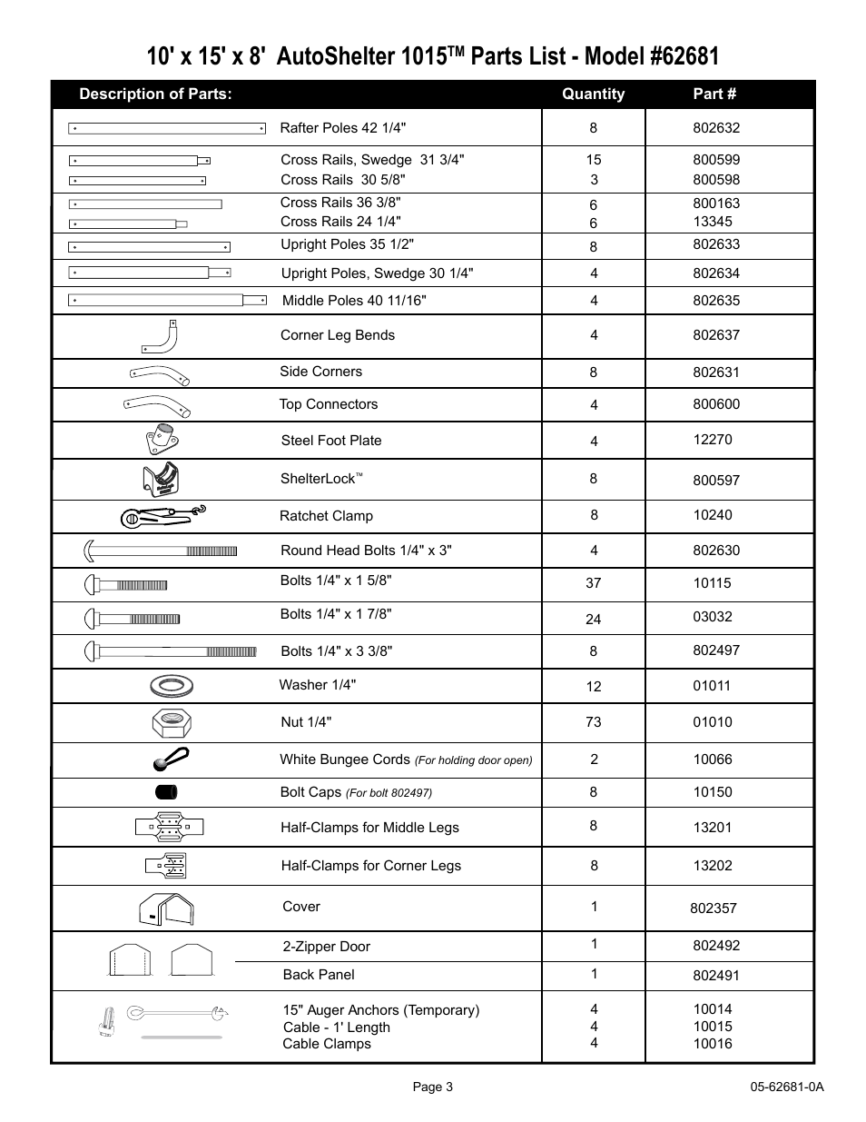 ShelterLogic 62681 10 x 15 x 8 AutoShelter 1015 User Manual | Page 3 / 24