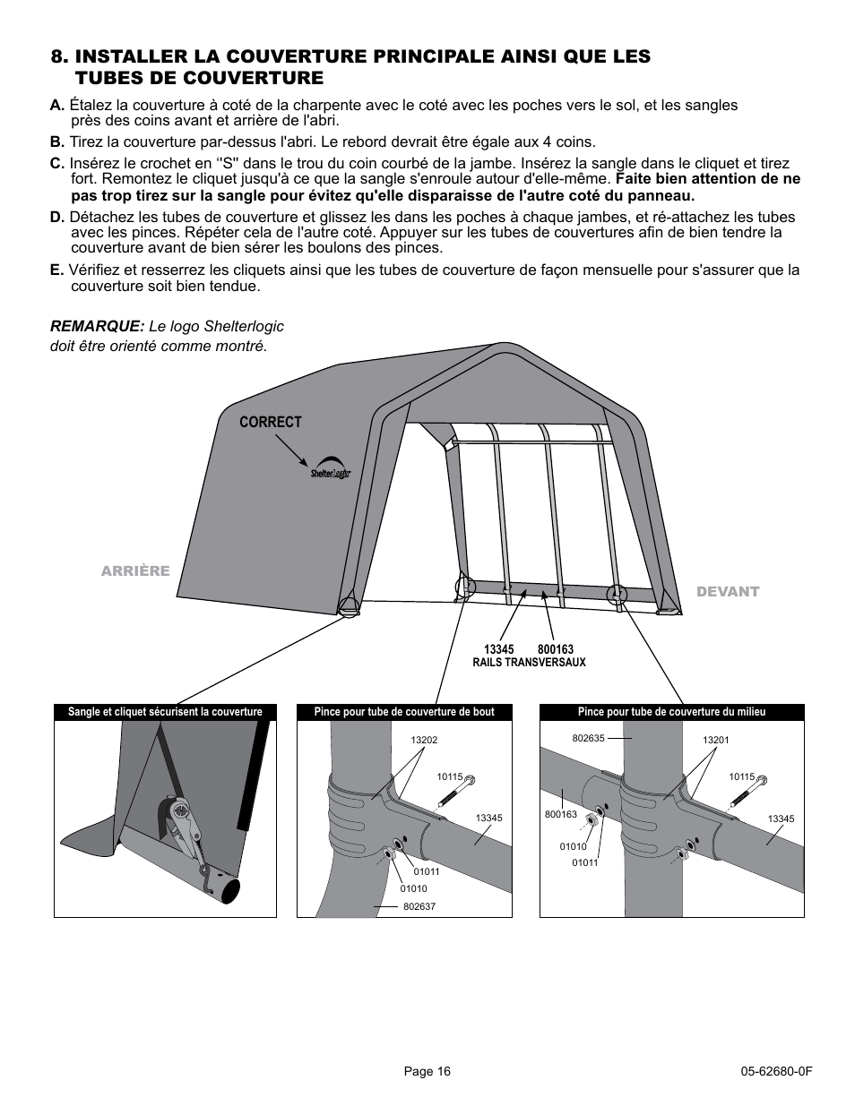 ShelterLogic 62680 10 x 20 x 8 AutoShelter User Manual | Page 16 / 24