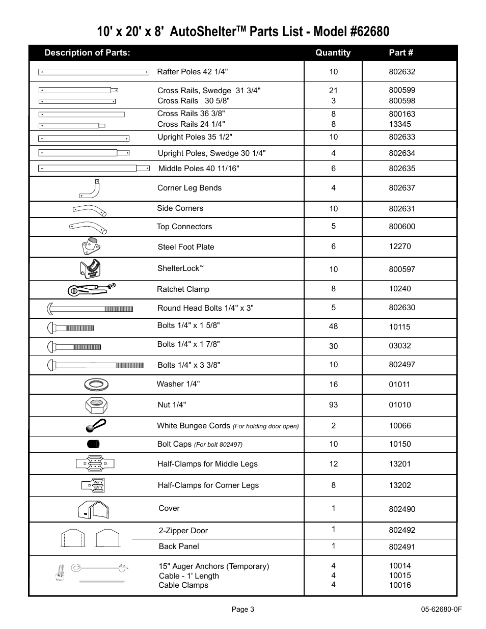 ShelterLogic 62680 10 x 20 x 8 AutoShelter User Manual | Page 3 / 24
