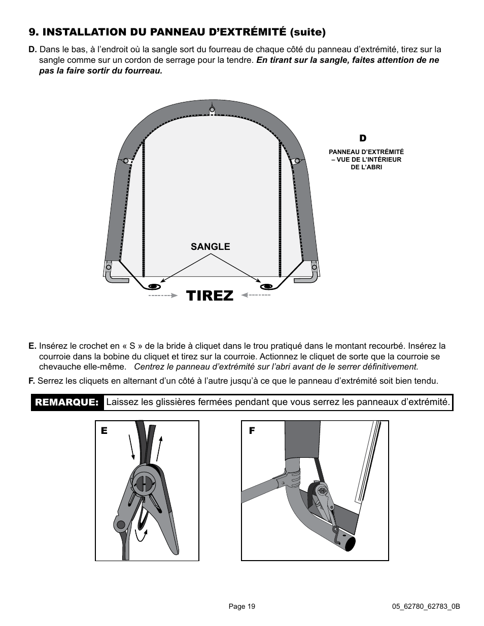 Tirez | ShelterLogic 62783 Garage-in-a-Box RoundTop User Manual | Page 19 / 30