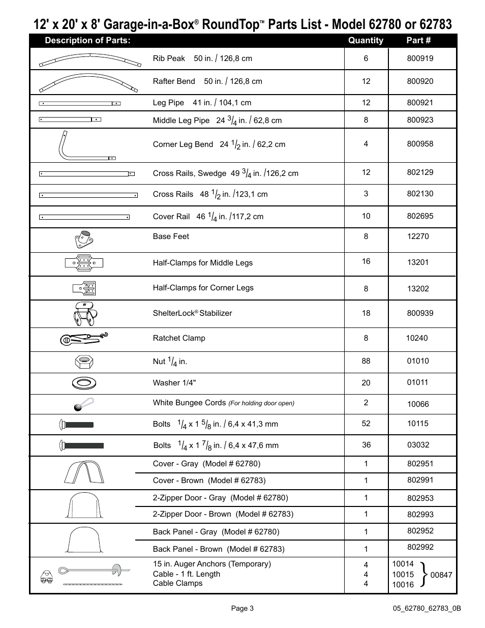 Roundtop | ShelterLogic 62783 Garage-in-a-Box RoundTop User Manual | Page 3 / 30