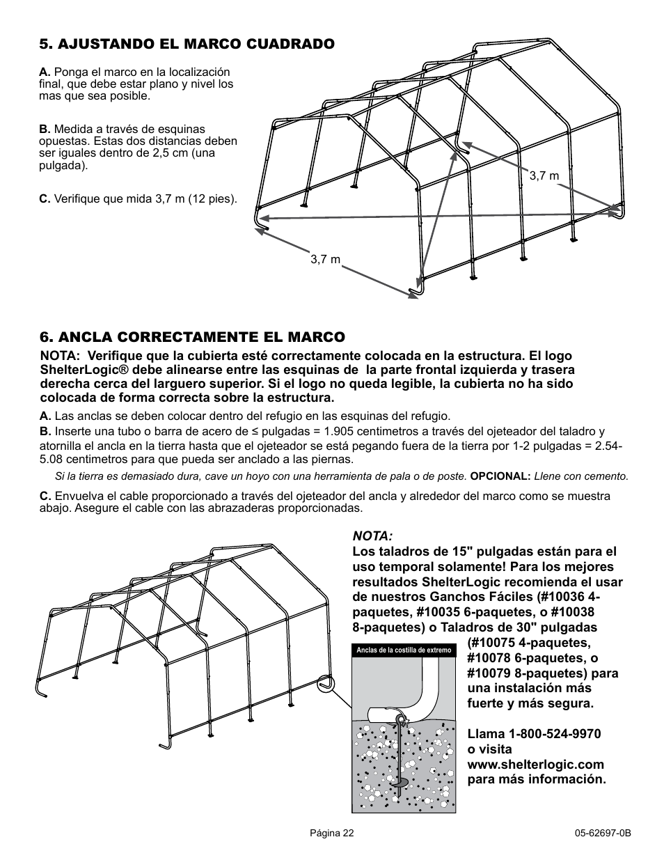 ShelterLogic 62697 12 x 16 x 8 Garage-in-a-Box Compact User Manual | Page 22 / 24