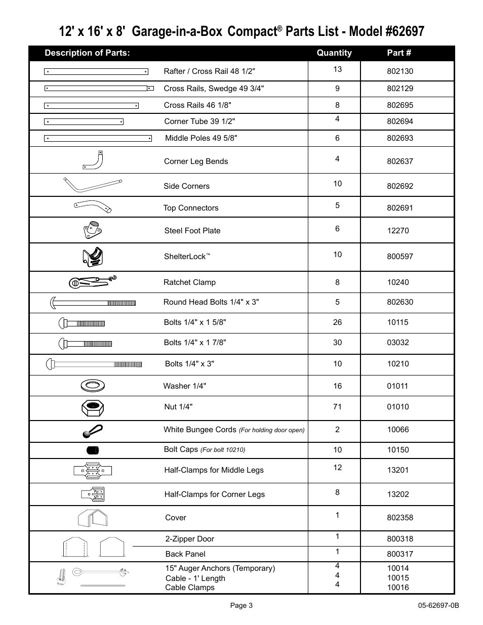 ShelterLogic 62697 12 x 16 x 8 Garage-in-a-Box Compact User Manual | Page 3 / 24