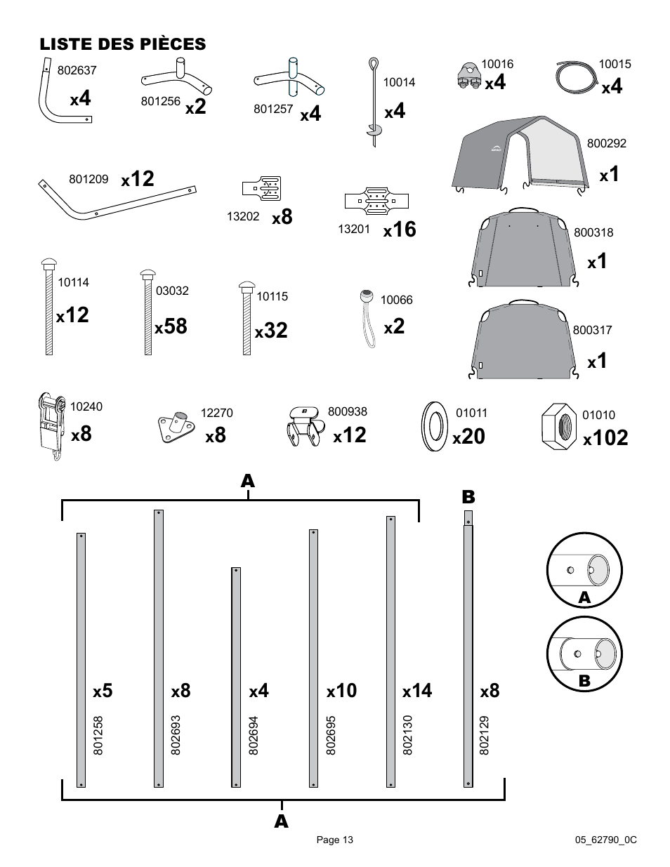 ShelterLogic 62790 12 x 20 x 8 Garage-in-a-Box User Manual | Page 13 / 30