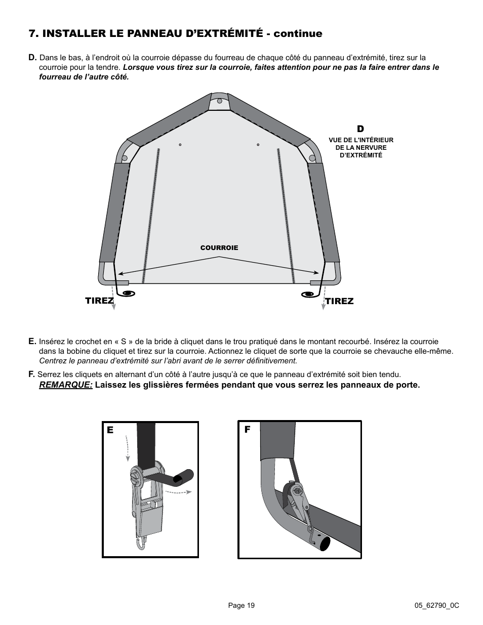 Installer le panneau d’extrémité - continue | ShelterLogic 62790 12 x 20 x 8 Garage-in-a-Box User Manual | Page 19 / 30