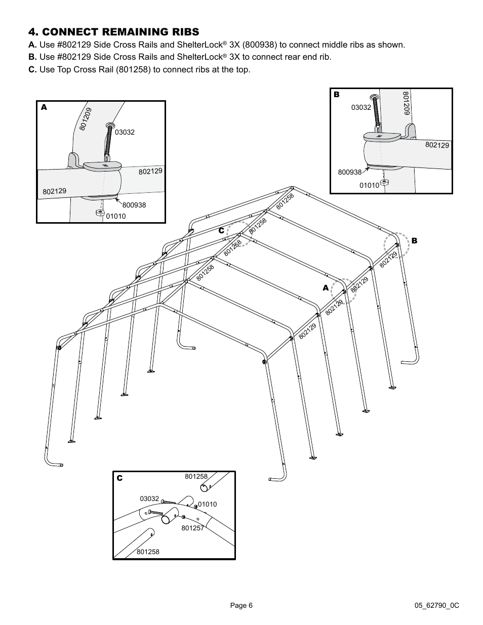 Connect remaining ribs | ShelterLogic 62790 12 x 20 x 8 Garage-in-a-Box User Manual | Page 6 / 30