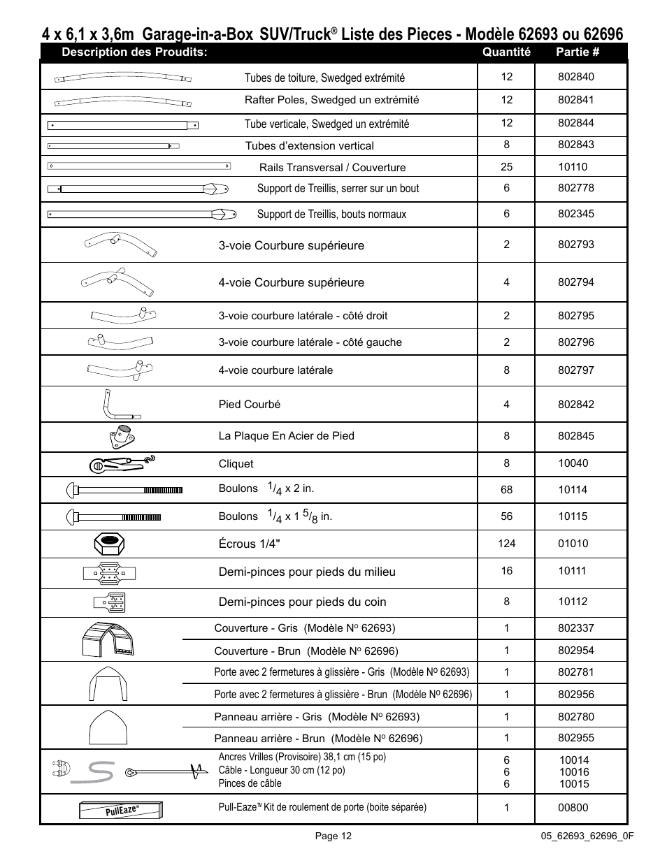 ShelterLogic 62696 13 x 20 x 12 Garage-in-a-Box SUV/Truck User Manual | Page 12 / 27