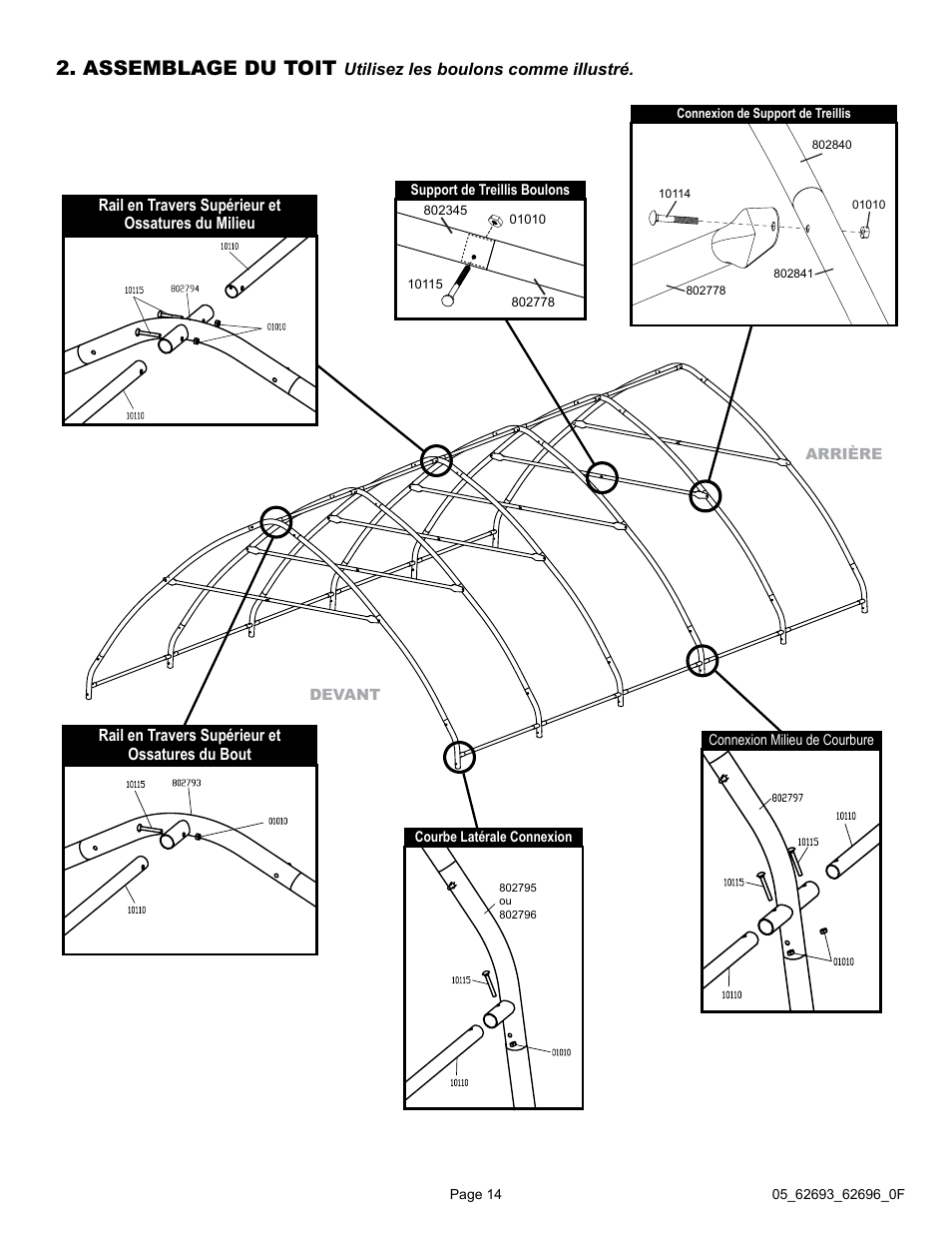 Assemblage du toit | ShelterLogic 62696 13 x 20 x 12 Garage-in-a-Box SUV/Truck User Manual | Page 14 / 27