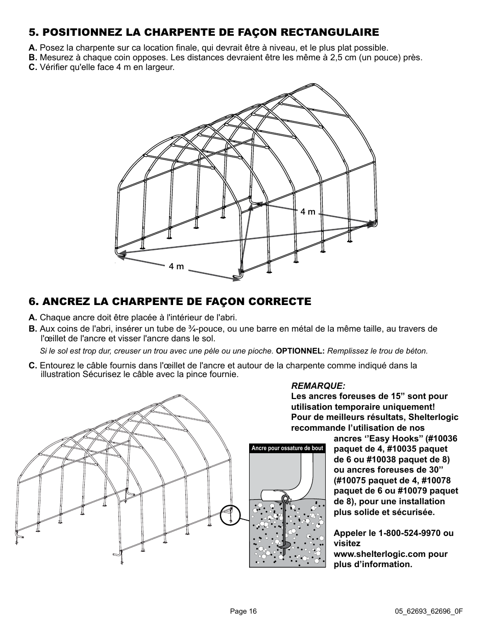 ShelterLogic 62696 13 x 20 x 12 Garage-in-a-Box SUV/Truck User Manual | Page 16 / 27