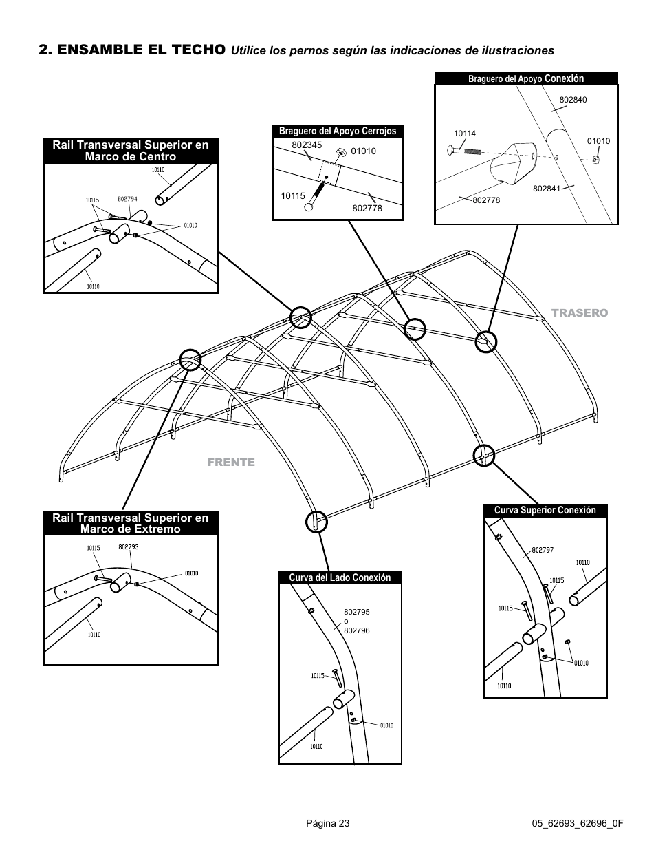 Ensamble el techo | ShelterLogic 62696 13 x 20 x 12 Garage-in-a-Box SUV/Truck User Manual | Page 23 / 27
