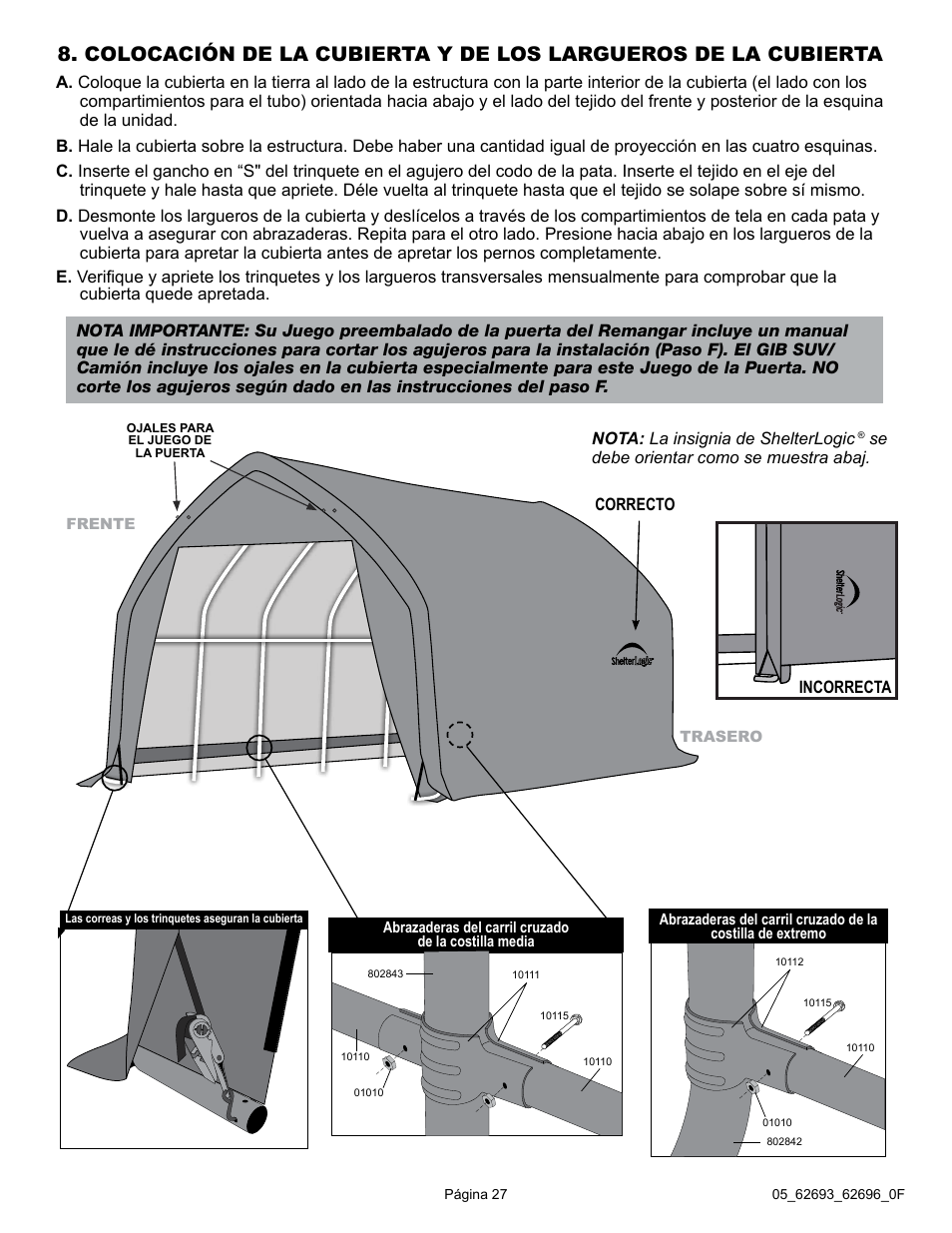 ShelterLogic 62696 13 x 20 x 12 Garage-in-a-Box SUV/Truck User Manual | Page 27 / 27