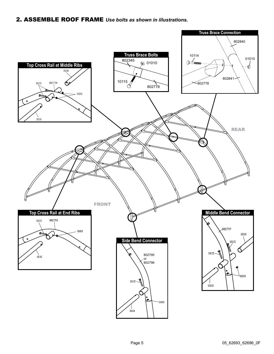 Assemble roof frame | ShelterLogic 62696 13 x 20 x 12 Garage-in-a-Box SUV/Truck User Manual | Page 5 / 27