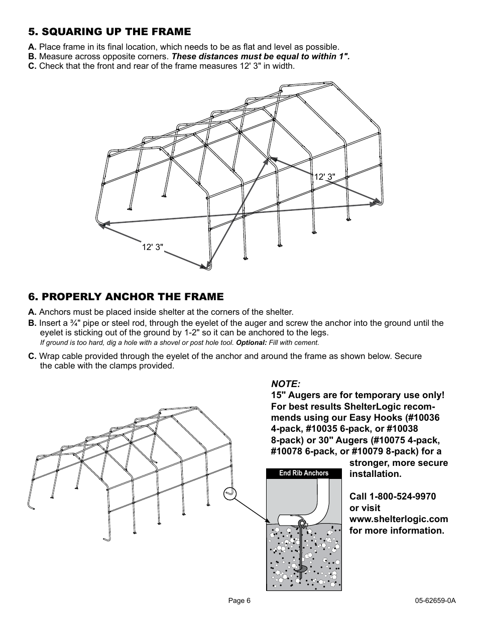 ShelterLogic 62659 12 x 20 x 8 Port-in-a-Box User Manual | Page 6 / 21