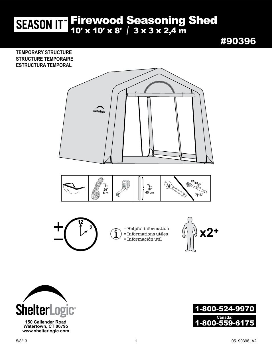 ShelterLogic 90396 Firewood Seasoning Shed 10 x 10 x 8 User Manual | 27 pages
