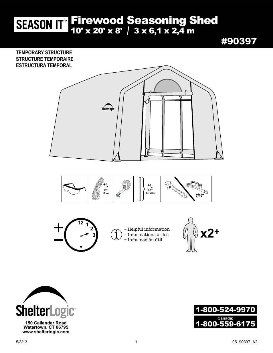 ShelterLogic 90397 Firewood Seasoning Shed 10 x 20 x 8 User Manual | 28 pages