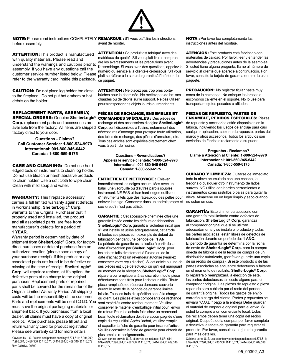 ShelterLogic 90392 Fireplace Classic Log Holder User Manual | Page 2 / 2