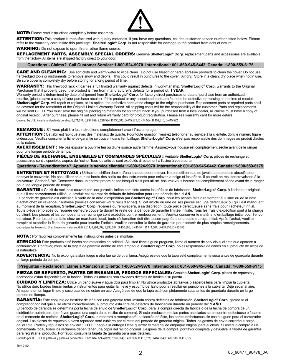 ShelterLogic 90478 Universal Full-Length Cover User Manual | Page 2 / 2